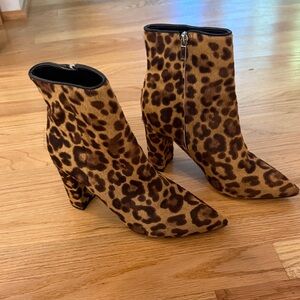 Marc Fisher Brown Leopard Heeled Boots